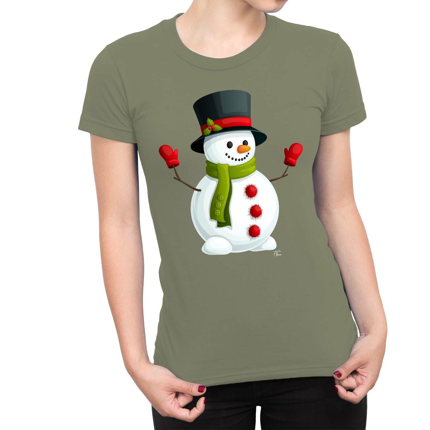 1Tee Womens Classic Snowman Christmas T-Shirt S