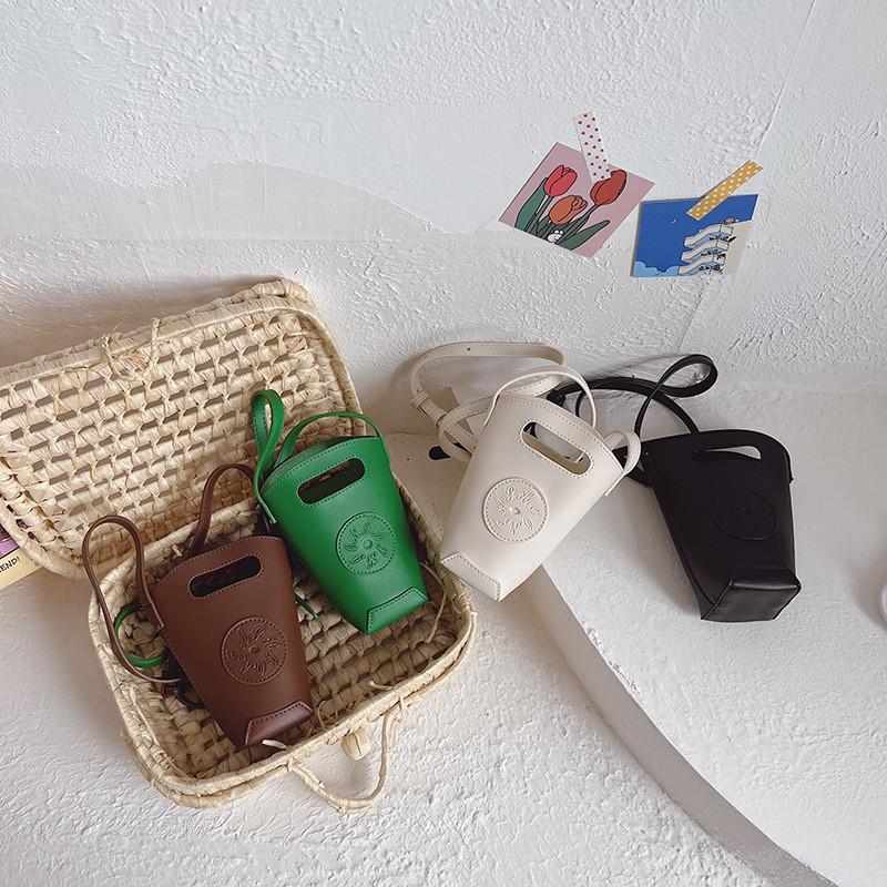 Stylish Mini Pu Bucket Bag For Kids Modern Chic Single Shoulder Crossbody Purse