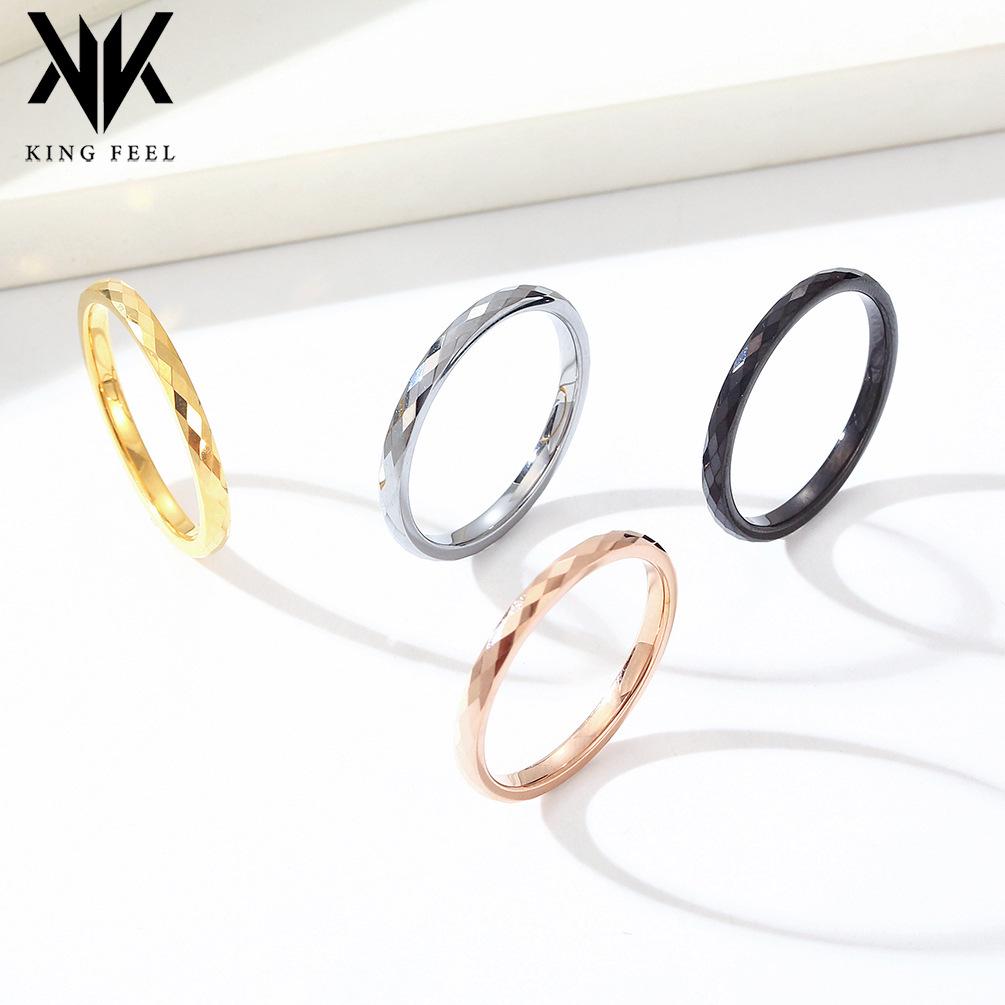 Unisex Minimalist Diamond-Cut Tungsten Steel Ring - Fashion Stacking Plain Band In Tungsten Gold