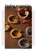 European & American Design 18k Gold Pleated C-Shaped Titanium Earrings