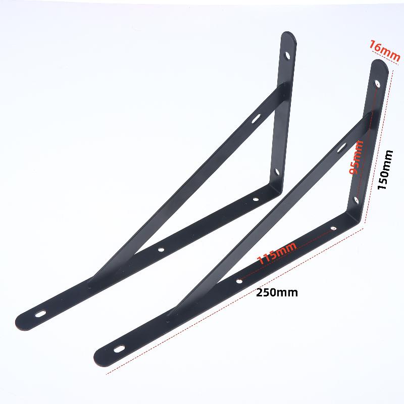 S-2Pcs Tripod Bracket Shelf Floating Shelf Heavy Duty Black/White Steel For Decorative Wall Mount Joint Angle Without Screws
