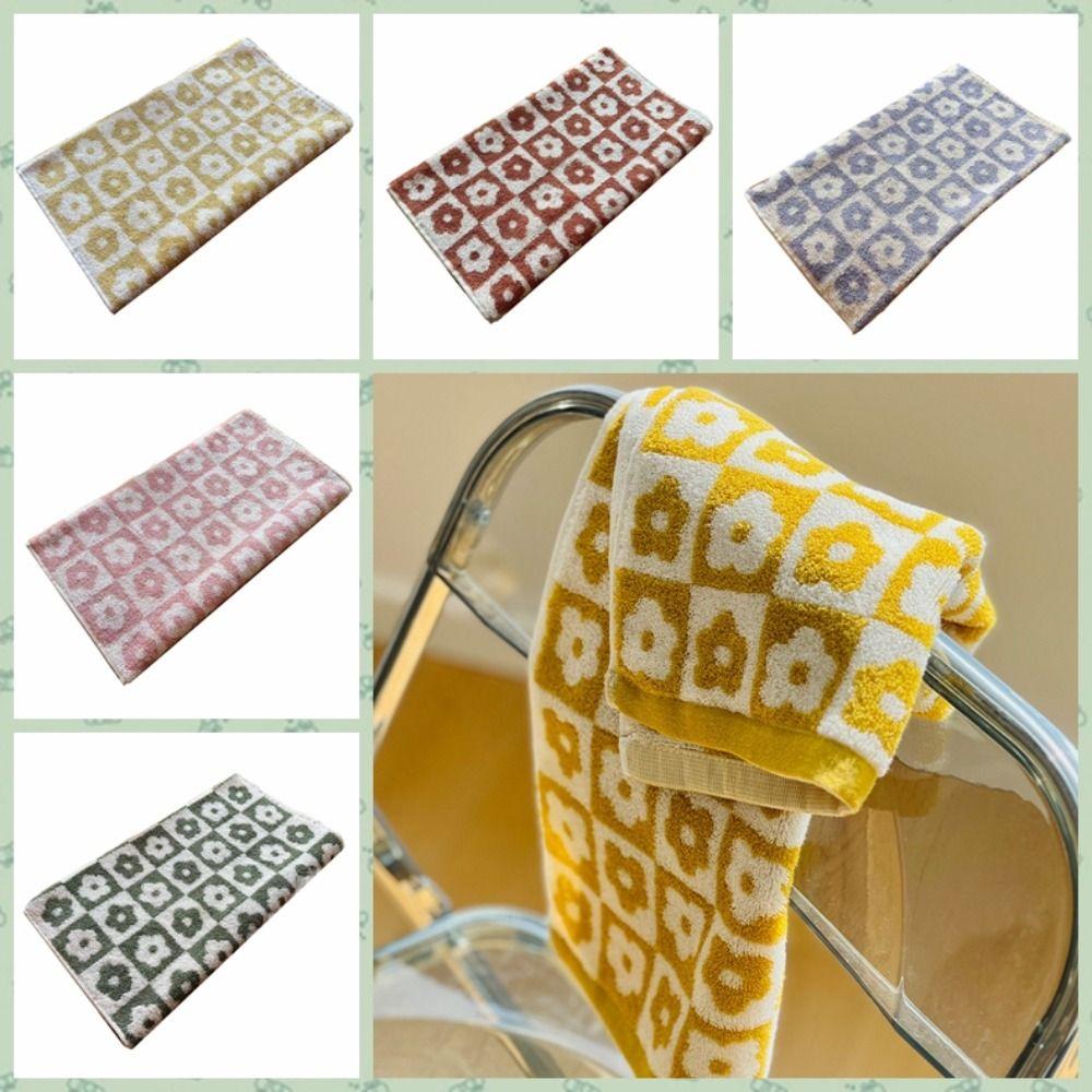 

Flower Pattern Checkered Cotton Towel Cotton Flower Bath Towel Checkered Towel Kids/Adults