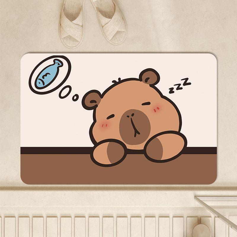 Capibara capybara bathroom absorbent floor mat, diatom mud non-slip toilet entrance door, toilet door floor mat