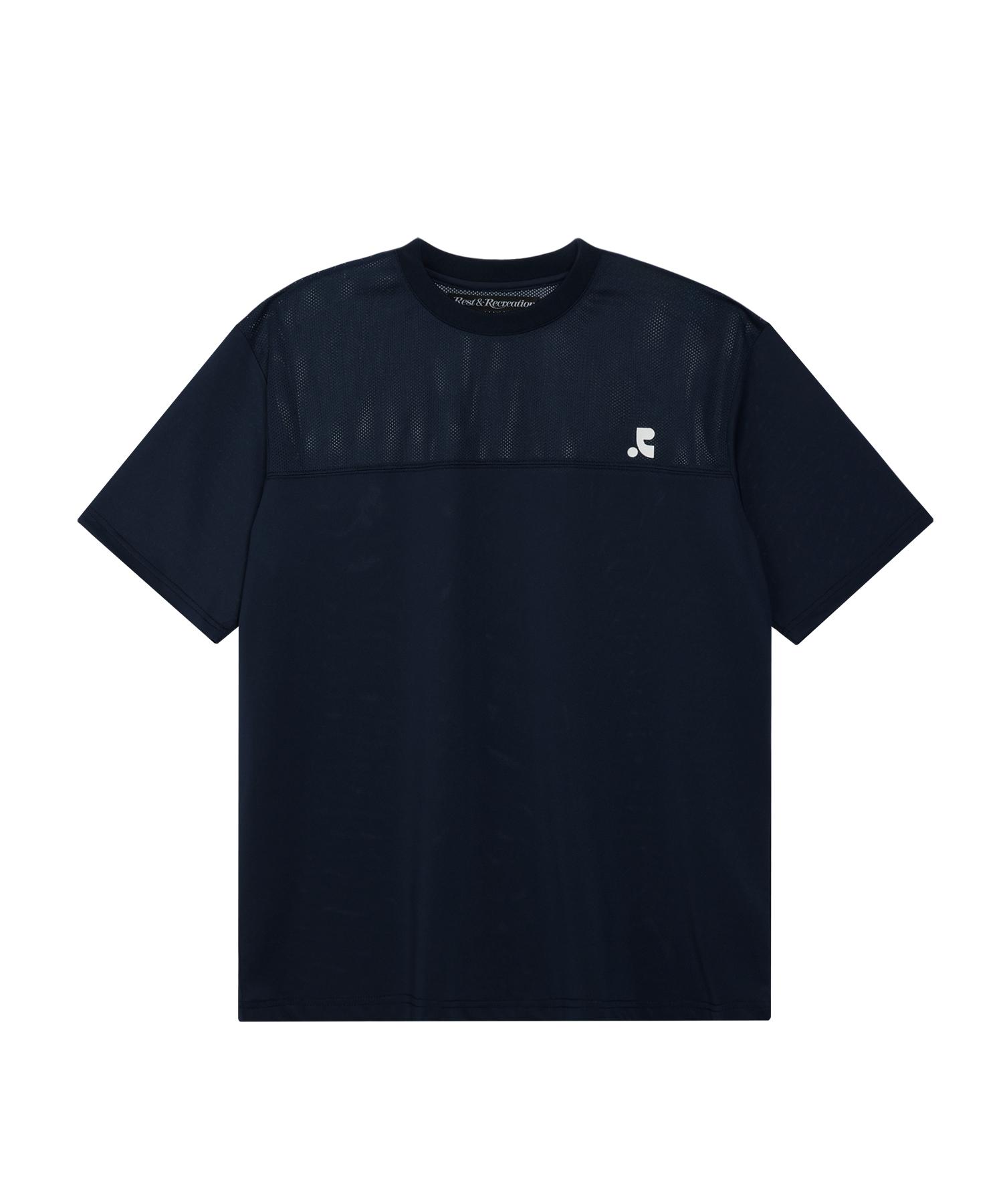 Rest And Recreation Mesh Crewneck T-Shirt - Navy One