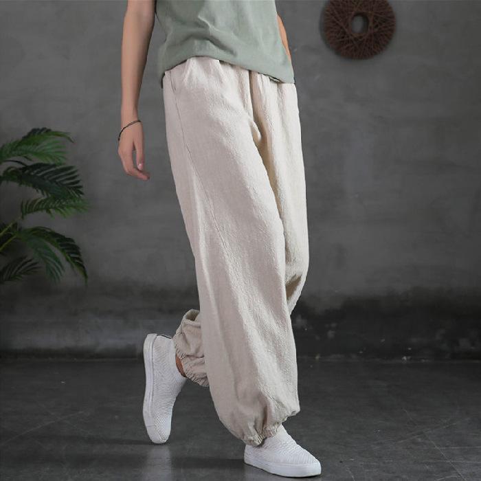 2021 Summer Breathable Cotton-Linen Anti-Mosquito Lantern Pants