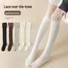 Women's Knee-High Lace Socks: Black & White Japanese JK Lolita Style for Spring & Autumn