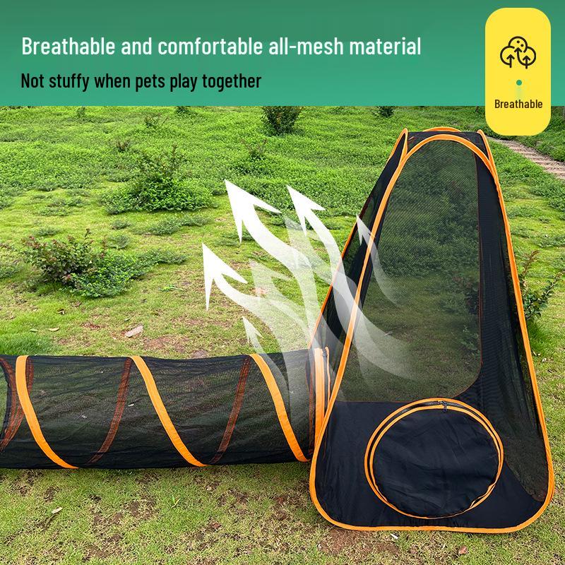 In-Stock Portable Pet Tent Set: 6-Piece Cage, Tunnel & Freely Assembled Fence for Cats and Dogs