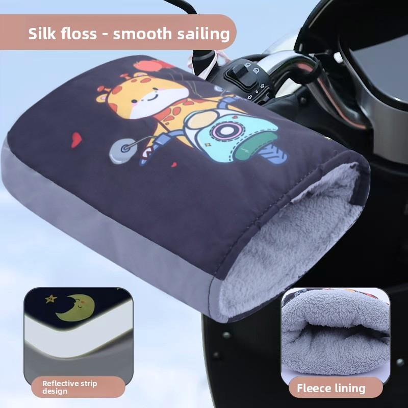 

Зимние электрические ручки для руля, Утепленные утолщенные перчатки для езды на аккумуляторном автомобиле, Теплые ветрозащитные водонепроницаемые мотоциклетные ручки One size