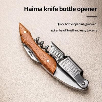 Tire-bouchon professionnel en acier inoxydable avec manche en bois, tire-bouchon portable multifonction pour bouteille de bière