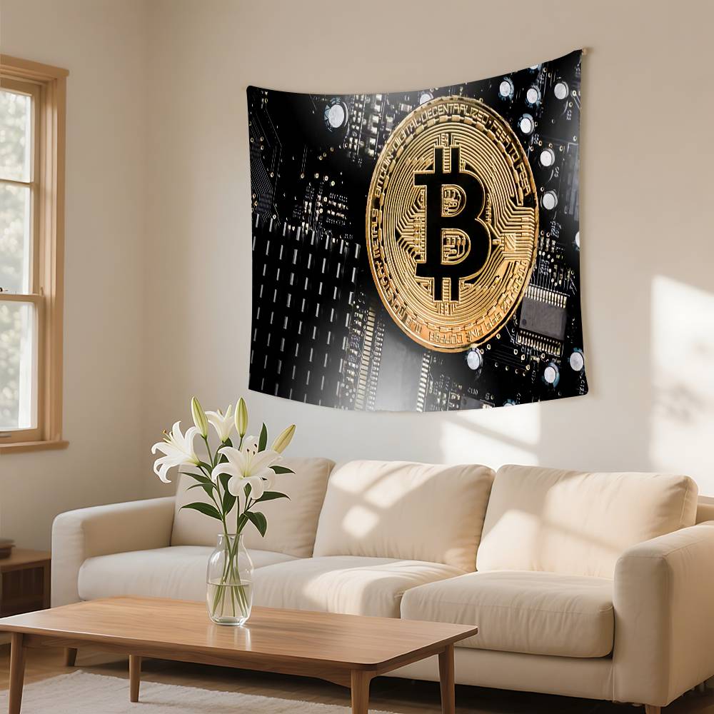I Love Accept Bitcoin Tapestry Wall Hanging Tapestry Art Deco Blanket Curtain Hanging At Home Bedroom Living Room Decor
