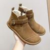 Fleece Winter Warm Snow Boots for Women To Wear 2025 New Ugly Cute Big Head Birkenstocks Flat Non-slip Cotton Shoes