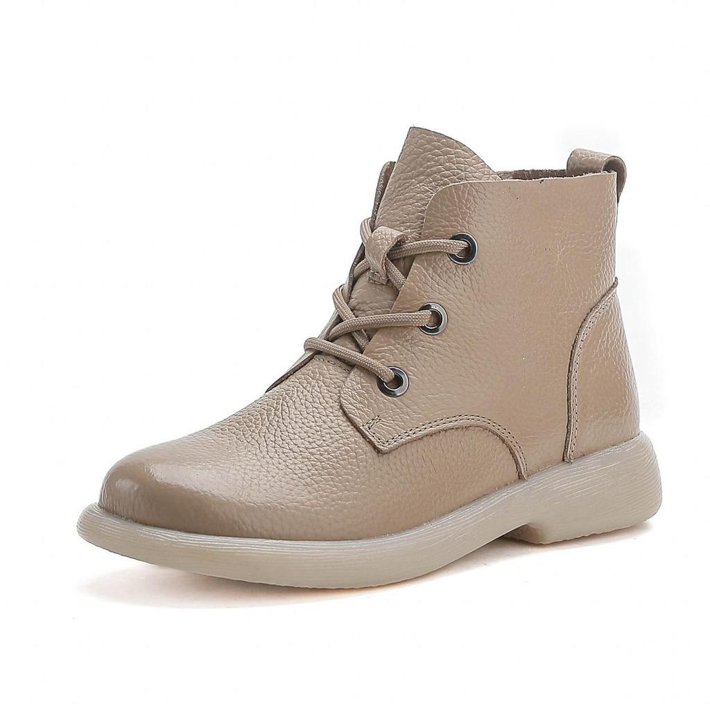 Herbst Früher Winter Echtes Leder Schuhe Damen Stiefeletten Retro Weiches Rindsleder Marke Damenstiefel Übergröße 41