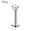 Alisouy 1PC Acciaio Inox Anello Labret Stella di Cristallo Lip Piercing Filettatura Interna Gemma Anello sul Labbro Dell'orecchio Trago Chiodo Orecchini Della Vite Prigioniera monili per il corpo e Piercing