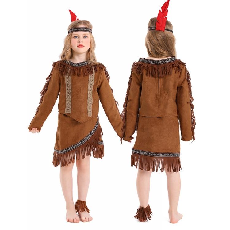 5Pcs Kids Ethnic Encouraged Play Ensemble Outfit With Detailed Traditional Patterns And Soft Fabric Tops Skirts