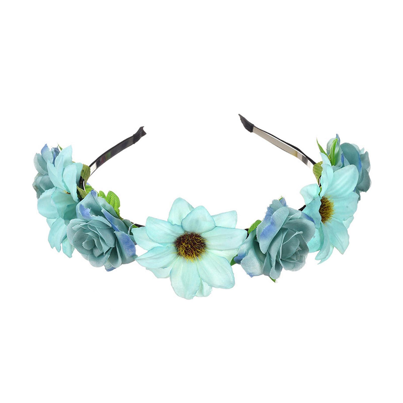 

Повязка на голову с подсолнухами, цветы, обруч для волос для женщин и девочек, гирлянда, аксессуары для волос для фотосессий, музыкальный фестиваль зелёный