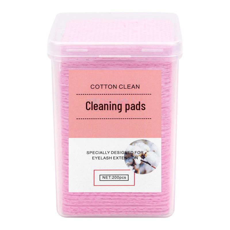 Pink Eyelash Glue Wipes: 200 Cotton Pads for Cleaning Glue Bottles