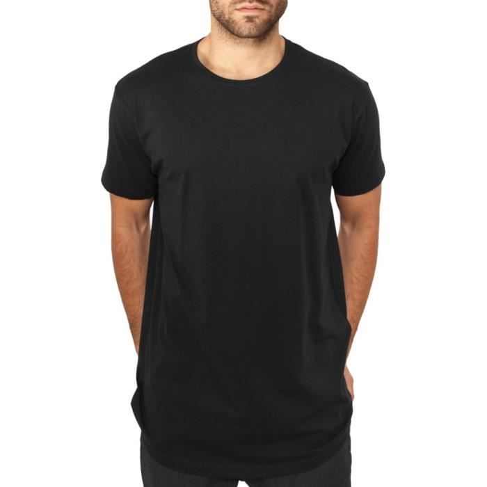 T-shirt long - Urban Classics - SHAPED - Noir - 90% Coton - Manches courtes
