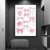 1pc Vintage Trendy Art Pink Bows Colorful Cherry College Poster Self-adhesive Art Waterproof Paper Sticker Wall Decor