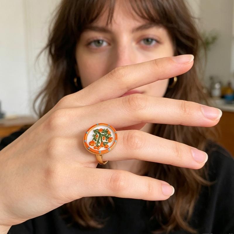 Vintage Floral Open Band Ring in Alloy Finish, Adjustable Statement Jewelry for Party Styling, Daily Wear, and Gifts