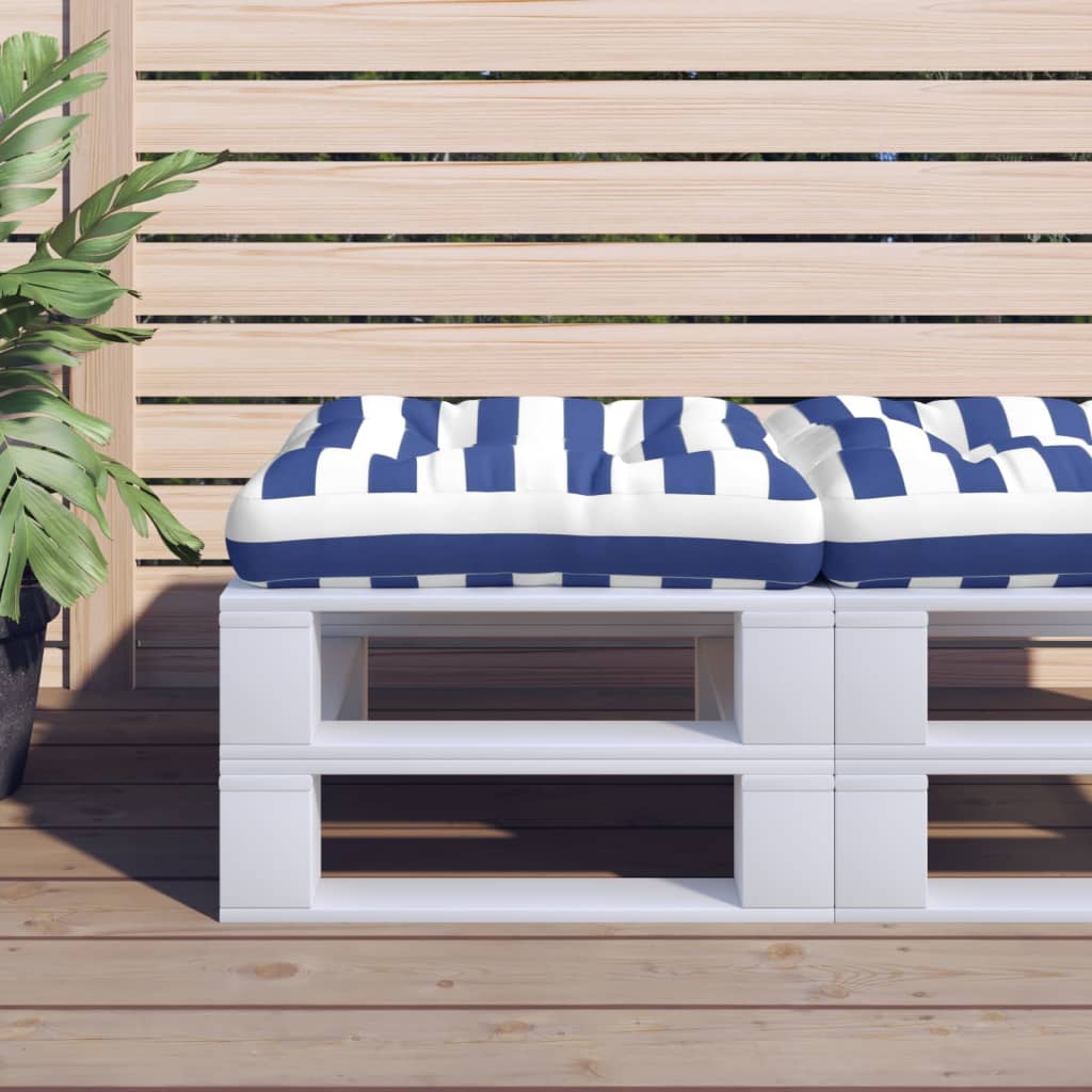 Pallet Cushion Blue & White Striped 58 X 58 X 10 Cm Oxford Fabric
