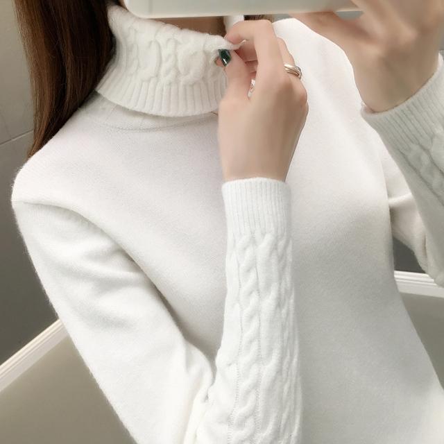Women Sweater Turtleneck Pullovers Autumn Winter Sweaters New Long Sleeve Thick Warm Female Sweater Khaki