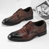 Men's Classic Business Dress Oxford Casual Shoes Brand Alligator Pattern Casual Comfort Fashion Derby Shoes Luxury Leather Shoe
