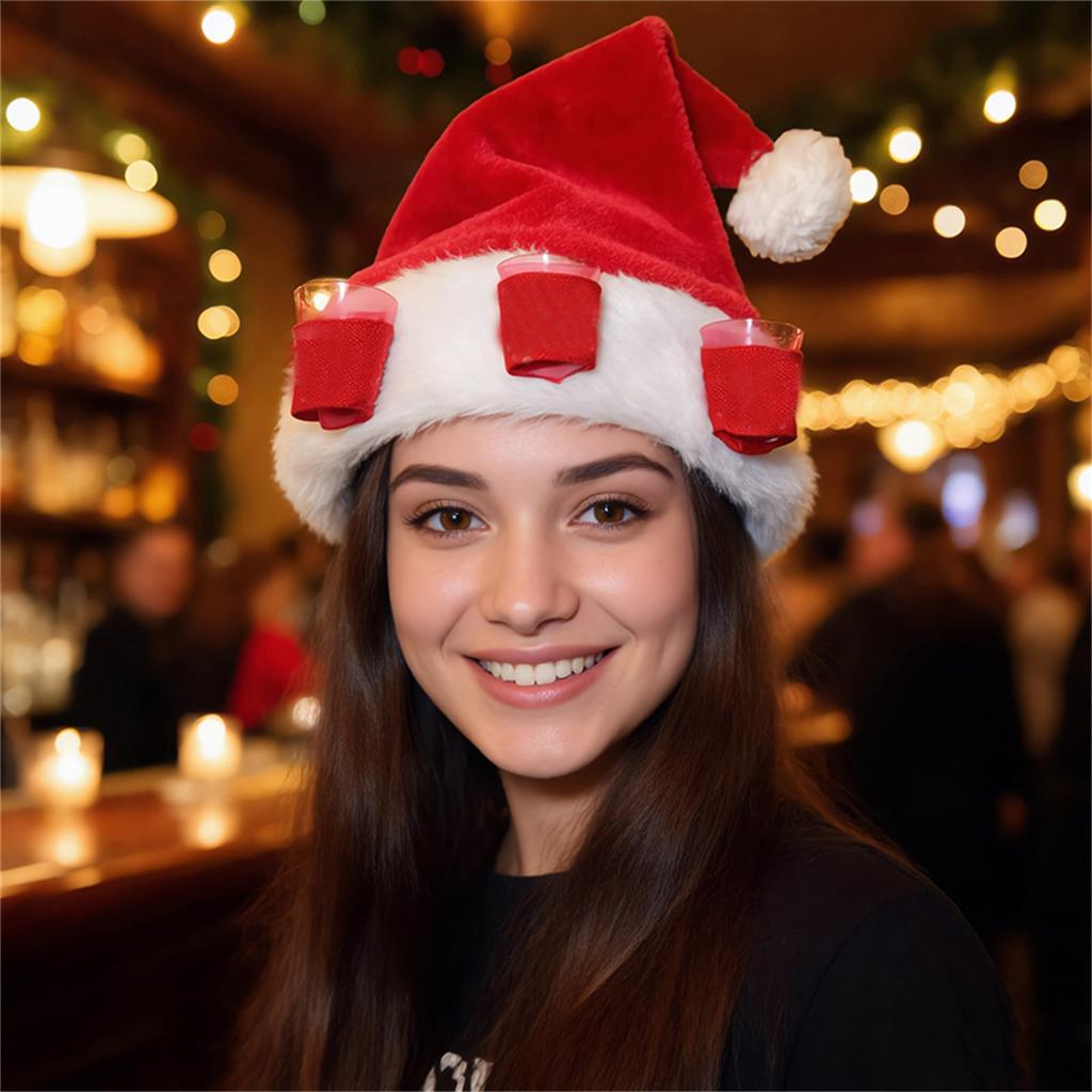 Festive Christmas Wine Glass Hat for Party Photo Props and Holiday Table Decor