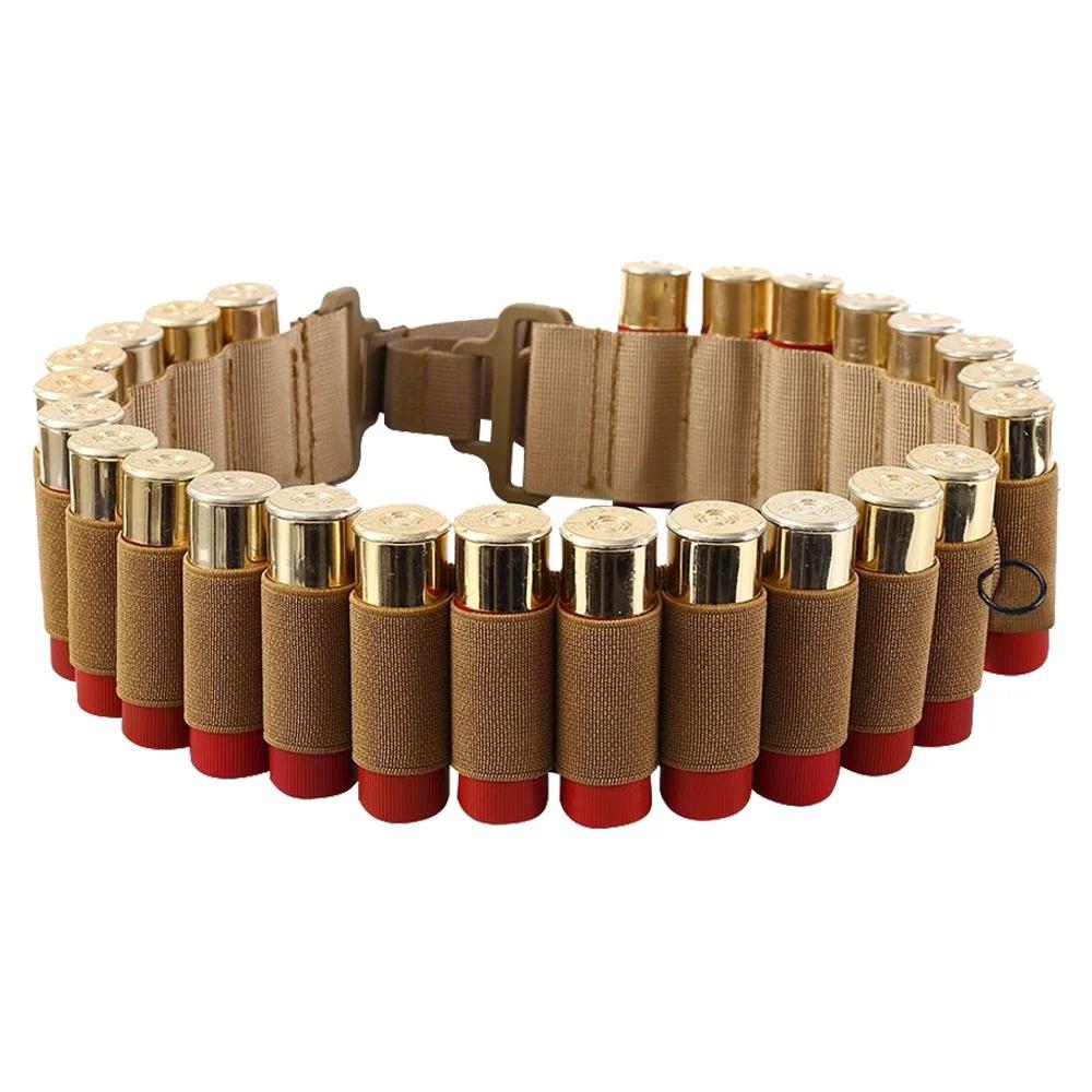 

Тактичний ремінь для патронів на 25 патронів Підсумок для боєприпасів 12-го калібру Військовий ремінь для патронів для дробовика Пояс Кобура для патронів дубильна кора