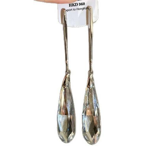 Elegant Glass Water Drop Silver Needle Earrings - High-End, Fashionable, Statement Jewelry for Women