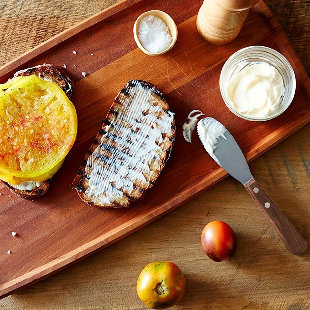 Stainless Steel Butter Western Cutlery Bread Jam Wooden Long Handle Butter Spatula Pastry Cream Scraper 6