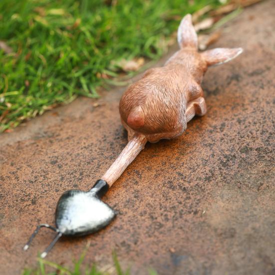 Yousheng Animal Garden Statue Frog Rabbit Turtle on Shovel Resin Ornament Flower Pot Insert Animal Figurine for Bonsai Decoration Outdoor Flower Bed