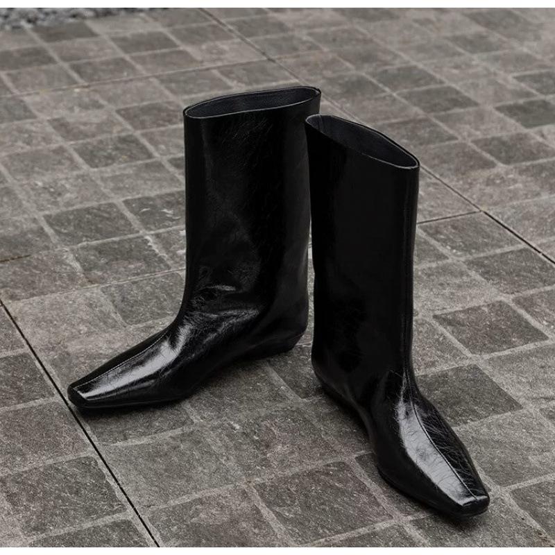 

Sheepskin version~ Genuine leather square head heel medium boots women s wide small ankle boots knight short boots Martin boots 40
