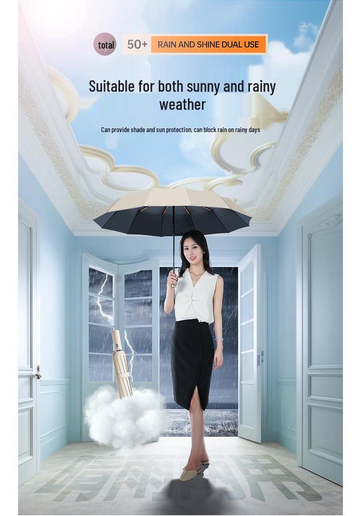 24-Rib Large Automatic Folding Umbrella - Sunshade, Windproof, and Suitable for Two