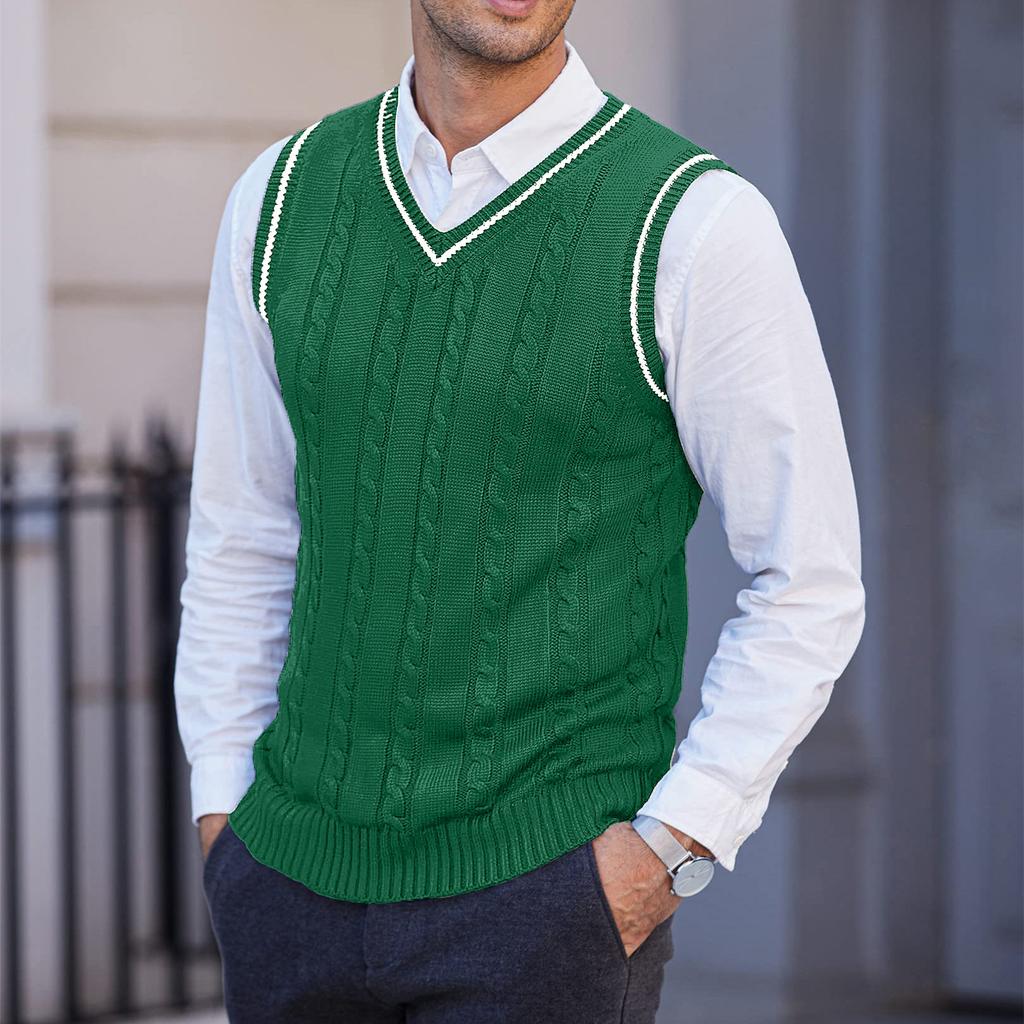Men's  Leisure  Big Size  V-Neck  Thickened  Knitting  Vest  Sleeveless