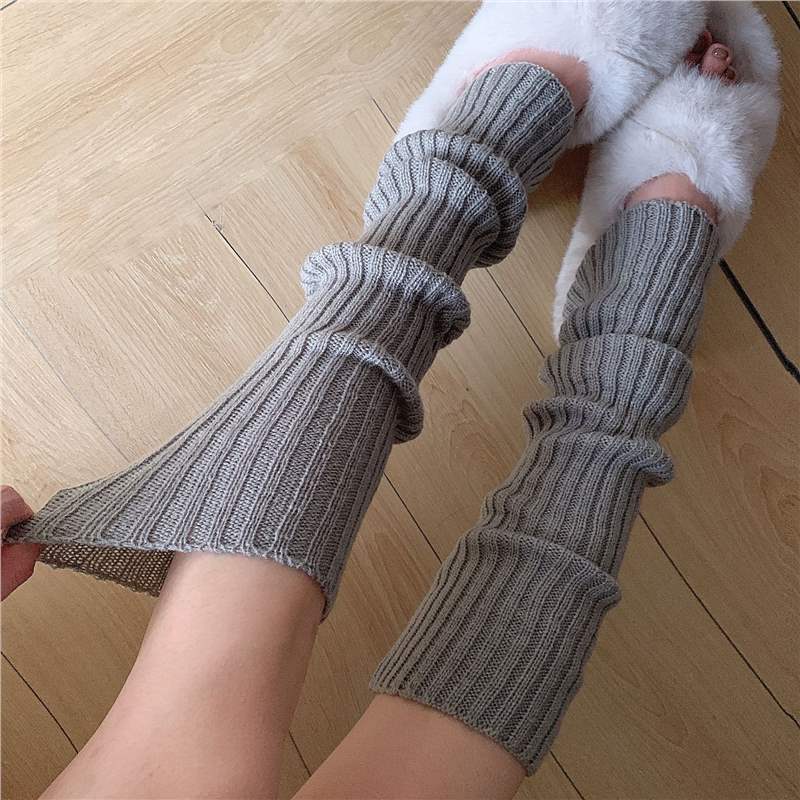 Damen Warme Lange Socken Vertikal gestreift Gestrickt Gepolsterte Knieschoner JK College Stil Gestrickte Warme Socken Lolita Warme Stulpen