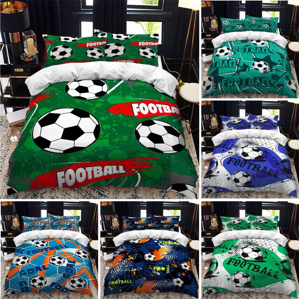Soccer FootBall Comfortable Duvet Quilt Cover Pillowcase Bedding Set Children Bedroom Decoration Home Textile