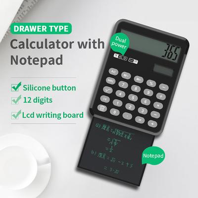 12-stellige Anzeige Tragbarer Rechner mit innovativem Schubladentyp 4'' LCD-Schreibtablett Zeichenblock Stift Löschtaste.