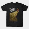 Men Black Print T-shirt Korn No-Cut Heat Transfer Print Cotton Tshirt
