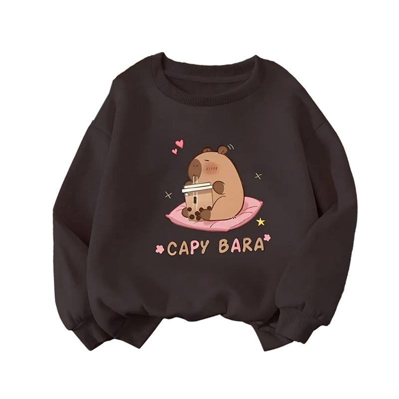 

4-14 лет Детская толстовка для девочек с мультяшным принтом, пуловер, топ с длинным рукавом 11-12Y