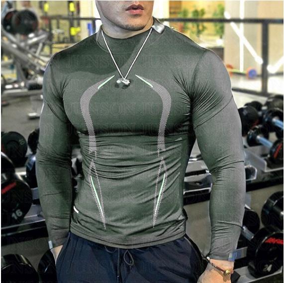 Men's Sport Wear Slim Fit Breathable Thin Quick Dry Comfortable Running Workout Fitness Long Sleeve Sweatwear