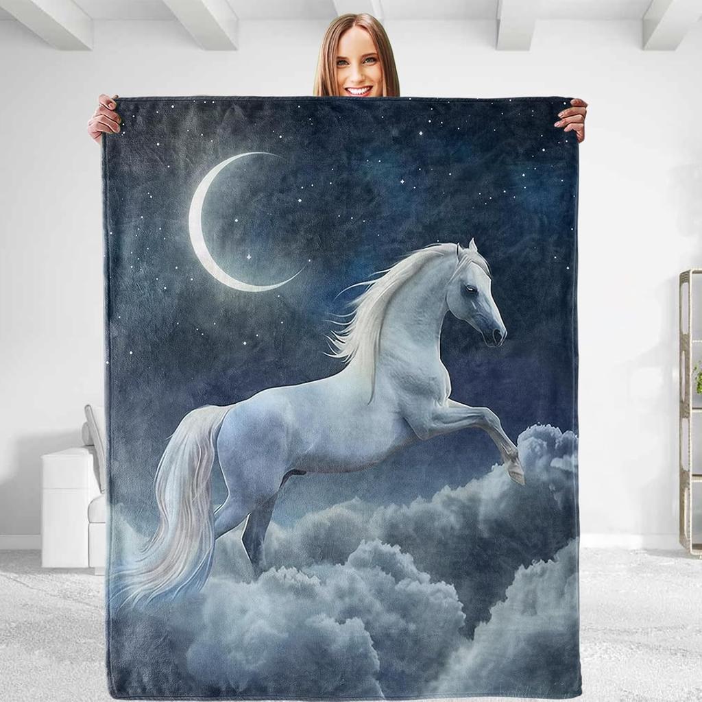 Owl blanket cosmic design blue gold pattern mystical art soft throw boho decor bedroom textile spiritual home accessory