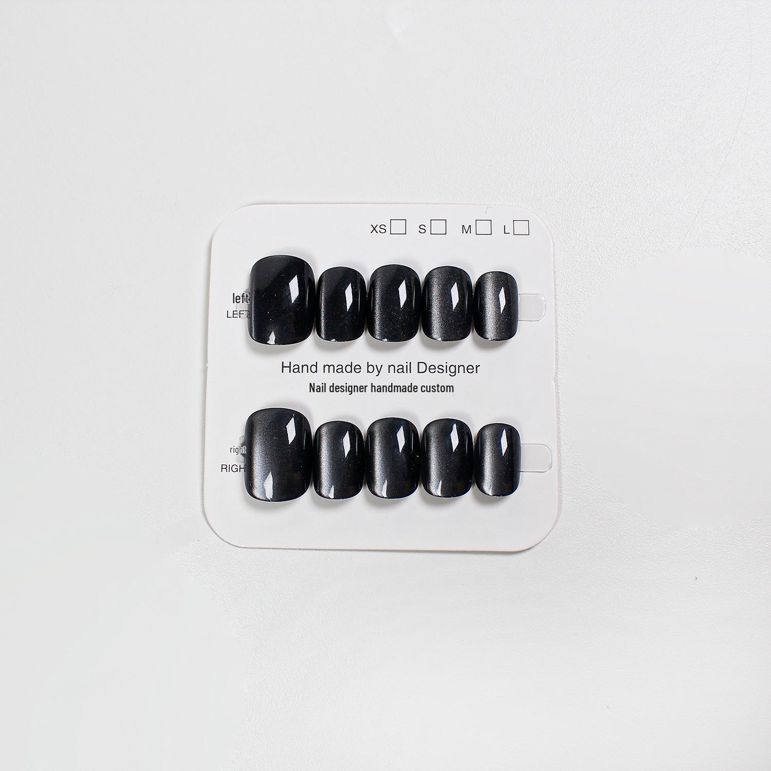 

Jiaolong Handmade Wearable Black Cat Eye Manicure Set Extra Small