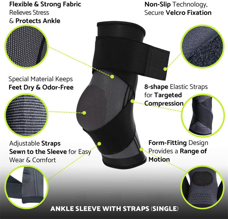 Adjustable Ankle Support Compression Ankle Brace Protector For Running Soccer Basketball Nylon Knitted Gym Bandage Ankle Strap