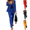 Women Suit Set Solid Color Fake Flap Pockets Two-piece Lapel Buttons Blazer Pencil Pants for Wedding
