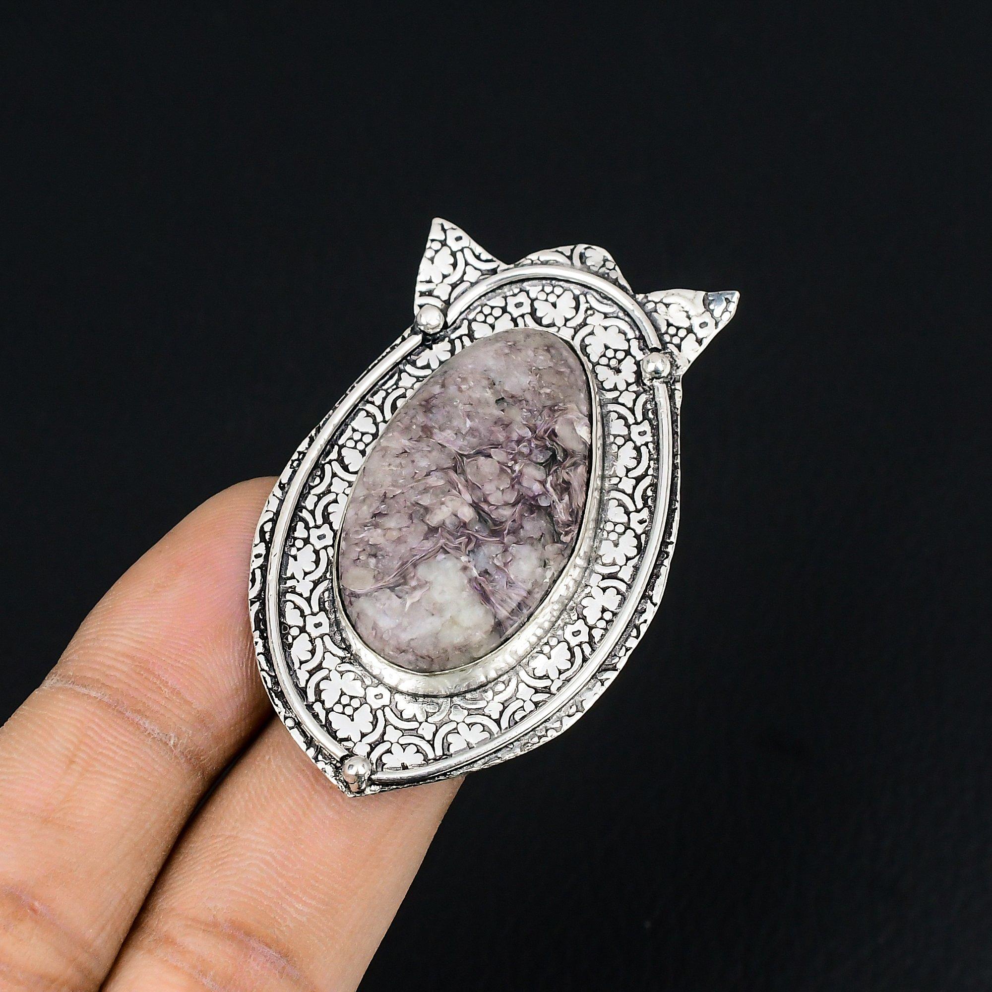 Daughters Day Sale Charoite Gemstone 925 Sterling Silver Stackable Ring Size 7 7