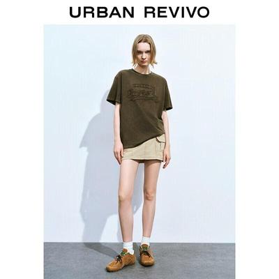 UR2026 Women's Casual Retro Double Side Patch Pocket Short Skirt