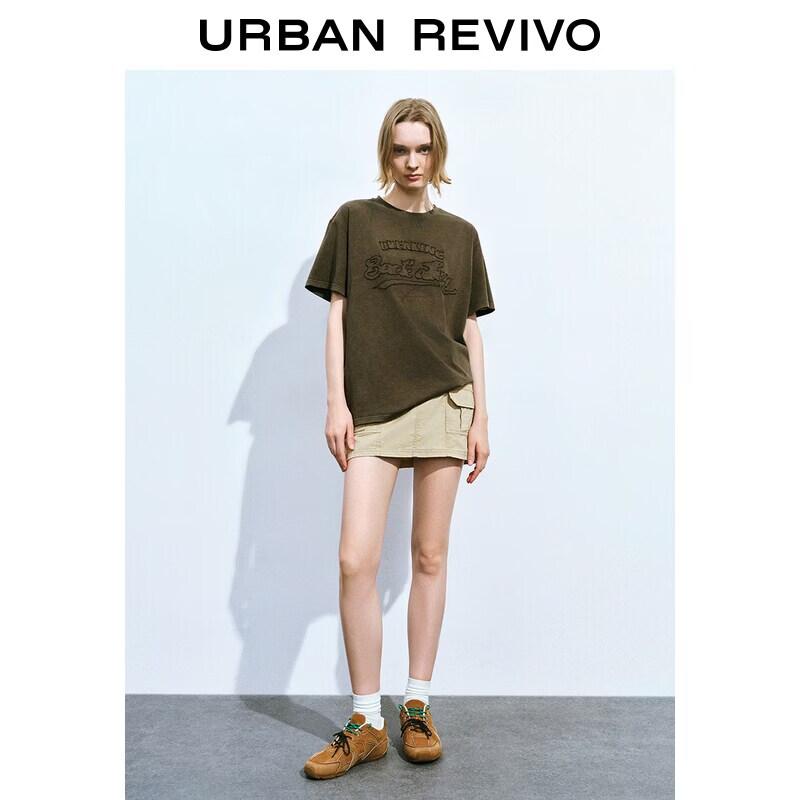 UR2026 Women s Casual Retro Double Side Patch Pocket Short Skirt L хаки