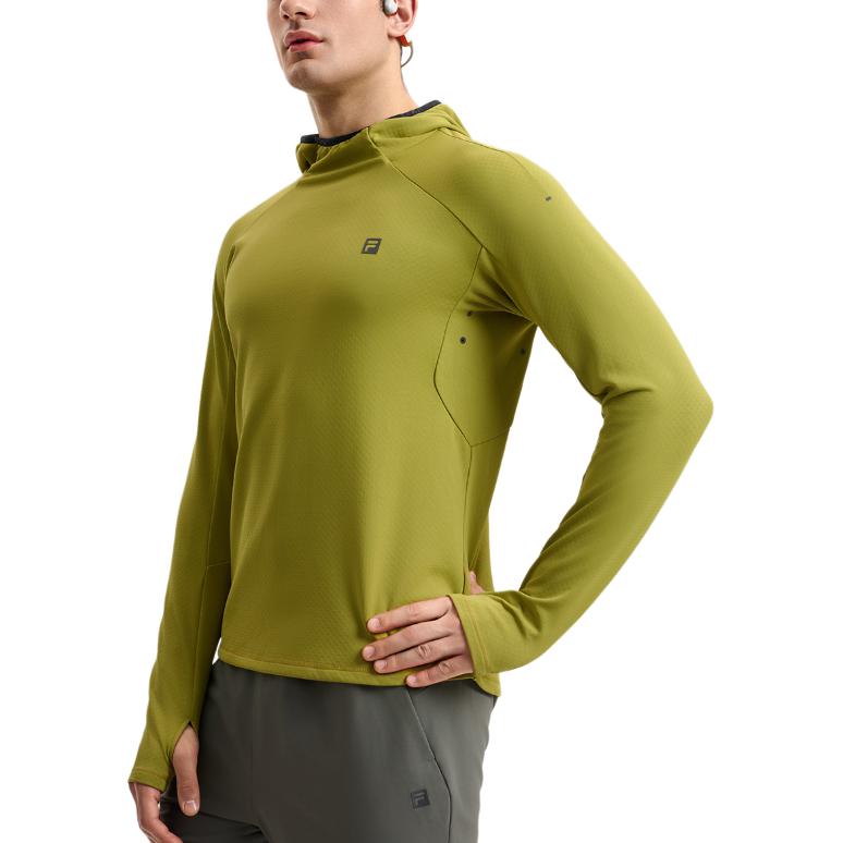 Fila Fitness Hooded Pullover Long Sleeve Sweatshirt Men Sweatshirt Fruit-Fermentation-Green A11M511202F-TQ
