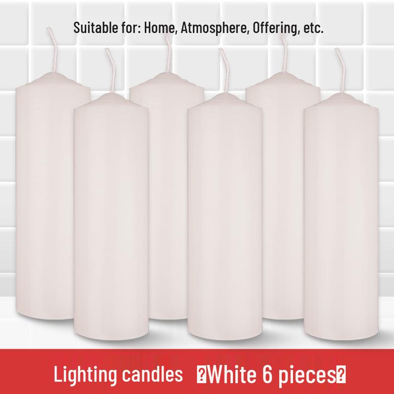 Smokeless Odorless Long-Lasting Emergency Candles: White, Yellow, Red, Thick Cylindrical for Holidays