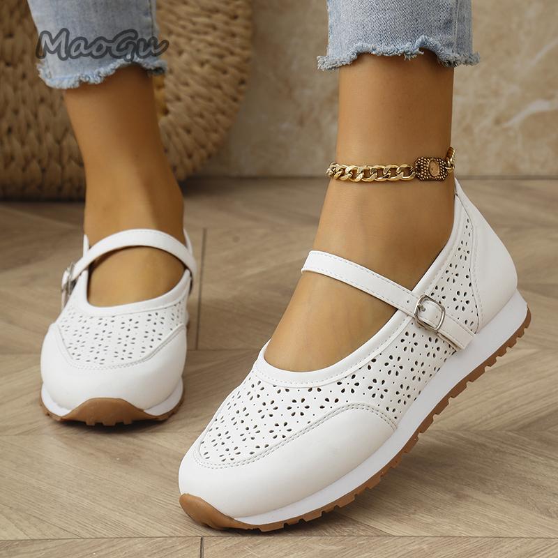 Women's Summer Breathable Casual Shoes Non Slip Comfortable Soft Sole Walking Shoes Woman Lightweight Buckle Strap Flats Sandals